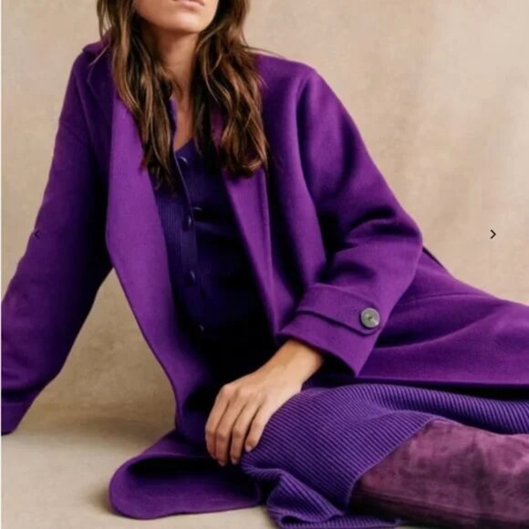 Sezane Mederick Coat NWOT 38 (6) Purple - Picture 1 of 6